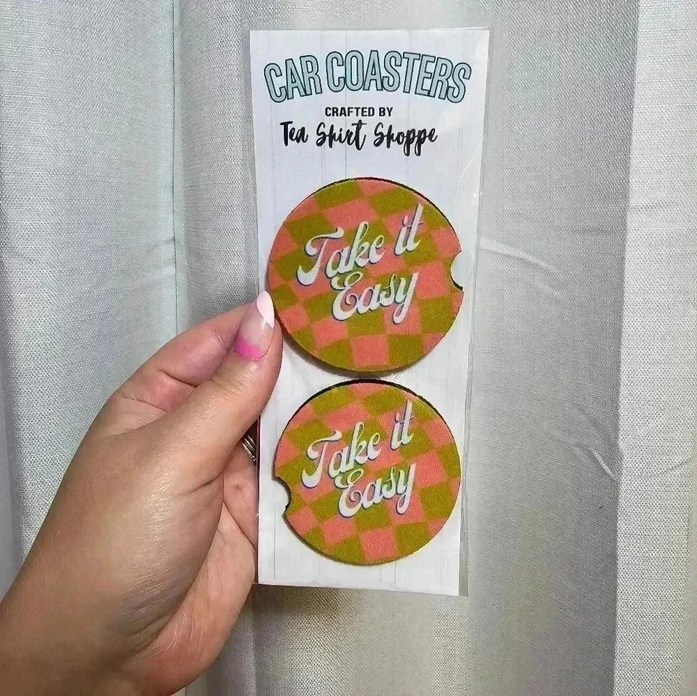 Take It Easy Car Coasters